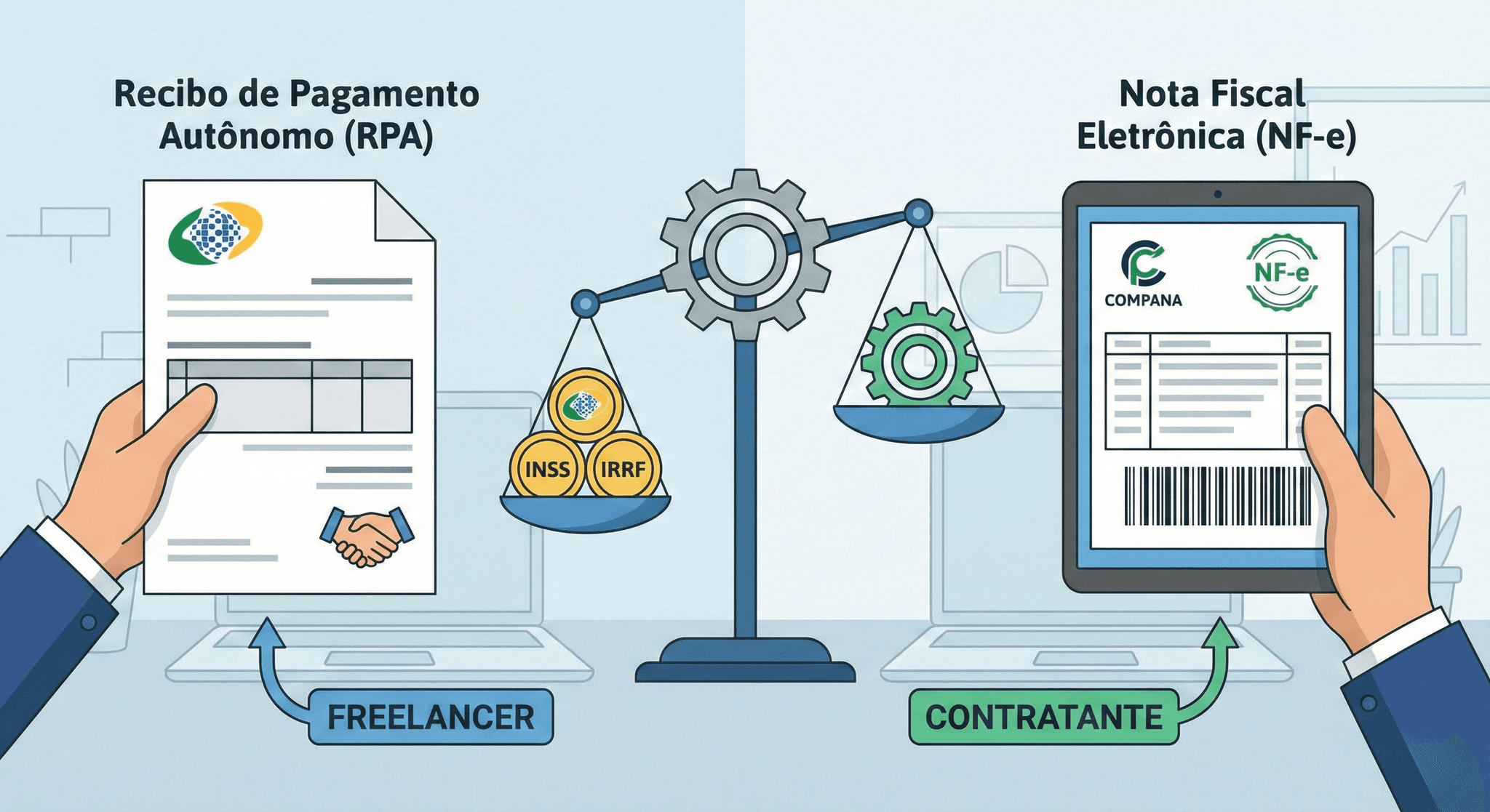 Diferença entre RPA e Nota Fiscal Eletrônica: quando usar cada um na contratação de freelancers